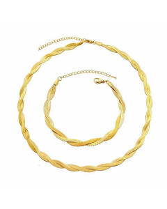 Two-Strand Woven Crisscross Chain like Flat Snake Stainless Steel Plating Chain Necklace