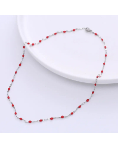 Casual Epoxy Lips Chain Choker Stainless Steel Necklace Colorza-Steel Color-Red