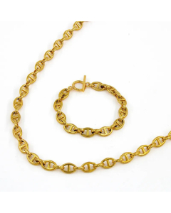 Plain Solid Color Plating Chain Geometric Stainless Steel Necklace Colorza -Gold Color-01-10mm