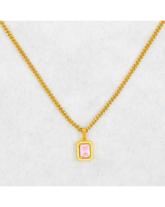Minimalism Square Zircon Inlaid Stainless Steel Pendant Necklace
