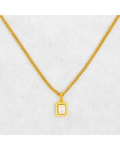 Minimalism Square Zircon Inlaid Stainless Steel Pendant Necklace
