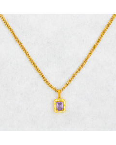 Minimalism Square Zircon Inlaid Stainless Steel Pendant Necklace