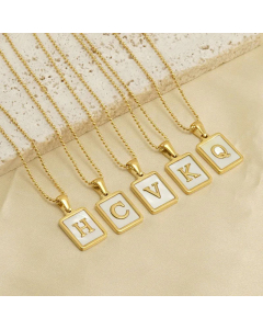 Fashion Square Letter Plating Shell Pendant Titanium Steel Necklace Colorza