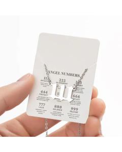 Casual Daily Number Stainless Steel Plating Pendant Necklace-Steel Color-01