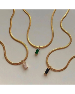 Retro Inlaid Zircon Geometric Stainless Steel Pendant Necklace