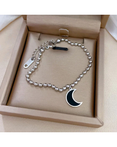 Casual Moon Heart Bear Smiley Titanium Steel Inlaid Gold Bracelets-Steel Color-01