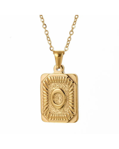 Retro Plating Letter Square Stripe Stainless Steel Necklace Colorza