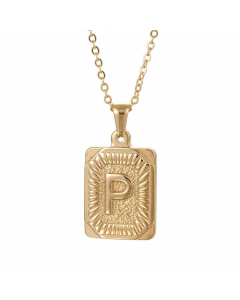 Retro Plating Letter Square Stripe Stainless Steel Necklace Colorza