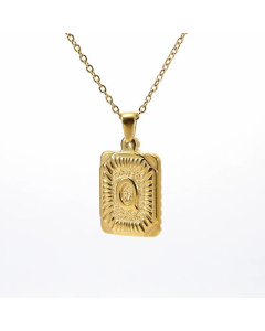 Retro Plating Letter Square Stripe Stainless Steel Necklace Colorza