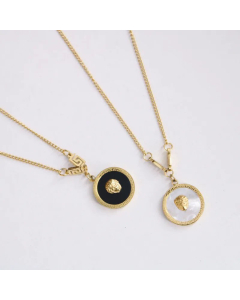 Fashion Round Shell Inlaid Titanium Steel Plating Necklace Colorza 