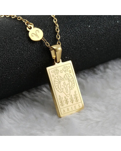 Fashion Plating Square Constellation Stainless Steel Necklace Colorza