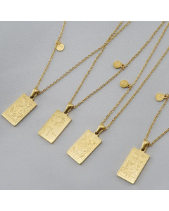 Fashion Plating Square Constellation Stainless Steel Necklace Colorza