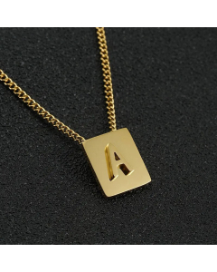 Daily Letter Square Titanium Steel Plating Pendant Necklace Colorza