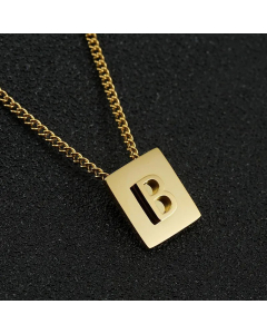 Daily Letter Square Titanium Steel Plating Pendant Necklace Colorza