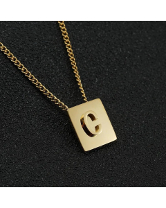 Daily Letter Square Titanium Steel Plating Pendant Necklace Colorza