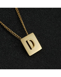 Daily Letter Square Titanium Steel Plating Pendant Necklace Colorza