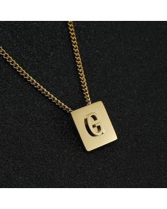 Daily Letter Square Titanium Steel Plating Pendant Necklace Colorza