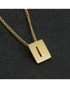 Daily Letter Square Titanium Steel Plating Pendant Necklace Colorza