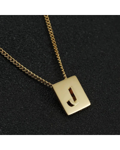 Daily Letter Square Titanium Steel Plating Pendant Necklace Colorza
