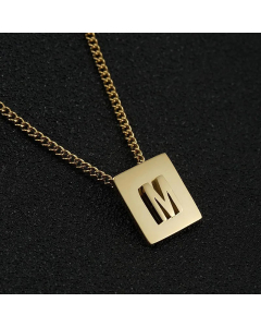 Daily Letter Square Titanium Steel Plating Pendant Necklace Colorza