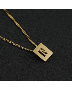 Daily Letter Square Titanium Steel Plating Pendant Necklace Colorza