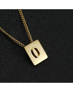 Daily Letter Square Titanium Steel Plating Pendant Necklace Colorza