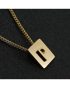 Daily Letter Square Titanium Steel Plating Pendant Necklace Colorza
