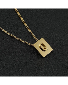 Daily Letter Square Titanium Steel Plating Pendant Necklace Colorza
