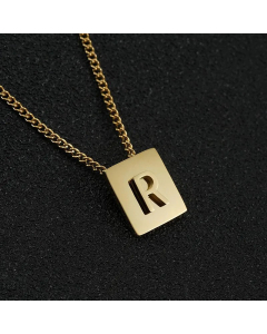 Daily Letter Square Titanium Steel Plating Pendant Necklace Colorza