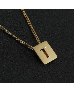 Daily Letter Square Titanium Steel Plating Pendant Necklace Colorza