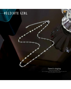 Plain Solid Color LiP Chain Stainless Steel Plating O-Ring Chain Necklace -Steel Color-01