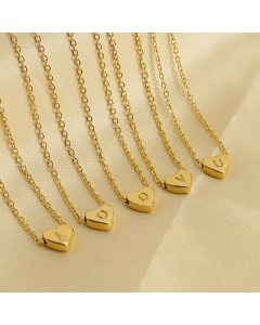 Minimalism Plating Letter Heart Shape Titanium Steel Necklace Colorza