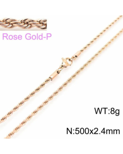 Plain Solid Color Mutil-Size Twist Chain Titanium Steel Plating Necklace Colorza-50cm-2.4mm