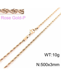 Plain Solid Color Mutil-Size Twist Chain Titanium Steel Plating Necklace Colorza-50cm-3mm