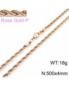 Plain Solid Color Mutil-Size Twist Chain Titanium Steel Plating Necklace Colorza-50cm-4mm