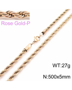 Plain Solid Color Mutil-Size Twist Chain Titanium Steel Plating Necklace Colorza-50cm-5mm
