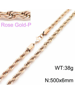 Plain Solid Color Mutil-Size Twist Chain Titanium Steel Plating Necklace Colorza-50cm-6mm