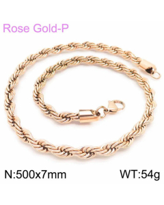 Plain Solid Color Mutil-Size Twist Chain Titanium Steel Plating Necklace Colorza-50cm-7mm