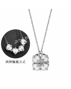 Novelty Heart Shape Titanium Steel Patchwork Rhinestones Necklace Colorza
