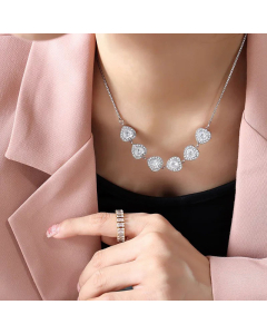 Luxurious Heart Shape Titanium Steel Inlay Zircon Necklace Colorza 