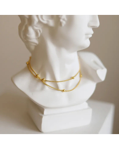 Plain Solid Color Beads Chain Titanium Steel Necklace Colorza