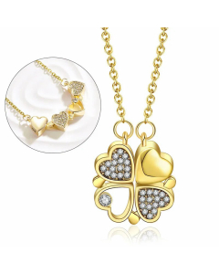 Simple Style Leaf Rhinestones Inlaid Titanium Steel Necklace Colorza