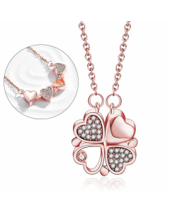 Simple Style Leaf Rhinestones Inlaid Titanium Steel Necklace Colorza