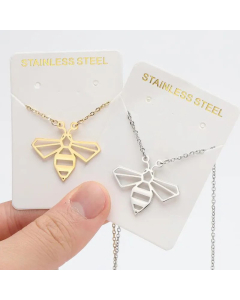 Cute Hollow Out Bee Pendent Titanium Steel Plating Necklace