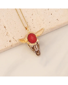Bohemian Cattle Inlay Resin Pendant Stainless Steel Necklace Colorza