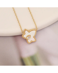 Fashion Shell Plating Moon Flower Butterfly Stainless Steel Pendant Necklace Colorza