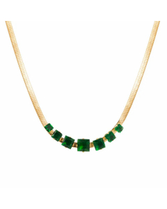 Classic Style Gold Plated Zircon Square Titanium Steel Necklace Colorza