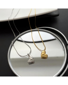 Simple Style Heart Shape Pendent Titanium Steel Plating Necklace