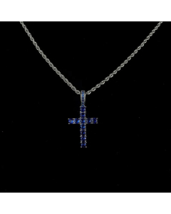 Ethnic Style Diamond Cross Hemp Flowers Chain Titanium Steel Necklace Colorza