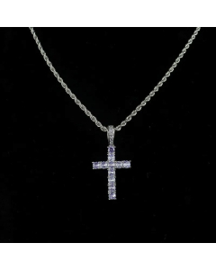 Ethnic Style Diamond Cross Hemp Flowers Chain Titanium Steel Necklace Colorza